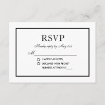 Moderne Elegante Bruiloft Zwart & Wit RSVP