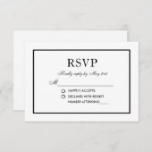 Moderne Elegante Bruiloft Zwart & Wit RSVP (Voorkant / Achterkant)