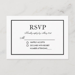 Moderne Elegante Bruiloft Zwart & Wit RSVP Kaartje