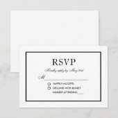 Moderne Elegante Bruiloft Zwart & Wit RSVP Kaartje (Voorkant / Achterkant)