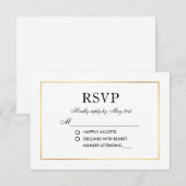 Moderne Elegante Bruiloft Zwart-Wit RSVP Kaartje (Voorkant / Achterkant)