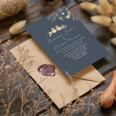 Moderne Elegante Bruiloftsreceptie in Navyblauw Kaart