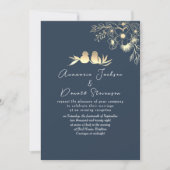 Moderne Elegante Bruiloftsreceptie in Navyblauw Kaart (Voorkant)