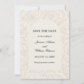 Moderne elegante bruine beige bloemenbruiloft save the date (Voorkant)