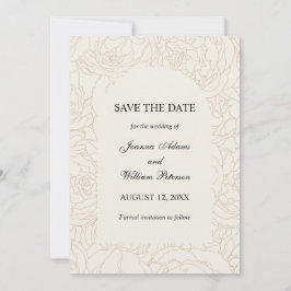 Moderne elegante bruine beige bloemenbruiloft save the date