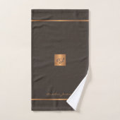 Moderne elegante bruine goudkleurige, monogrammed  bad handdoek (Handdoek)