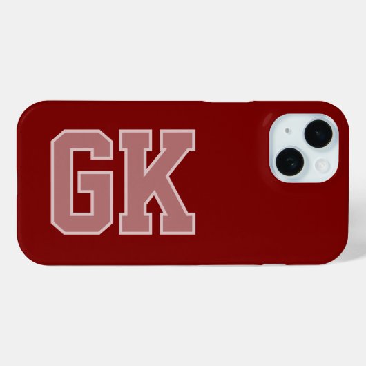 Moderne Elegante Burgundy Witte Monogram Eerste Le Case-Mate iPhone Case (Achterkant (horizontaal))