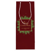 Moderne Elegante Burgundyrode Kerst Botanisch Wijn Cadeautas (Achterkant)