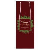 Moderne Elegante Burgundyrode Kerst Botanisch Wijn Cadeautas (Voorkant)