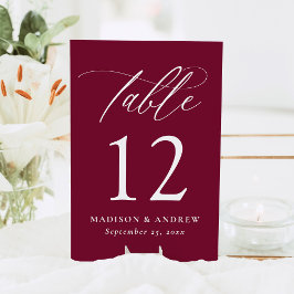 Moderne Elegante Calligrafie Burgundy Bruiloft Kaart