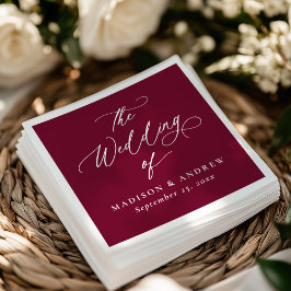 Moderne Elegante Calligrafie Burgundy Bruiloft Servet