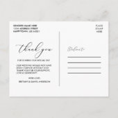 Moderne Elegante Calligrafie Dank Je Trouwdag Briefkaart (Achterkant)