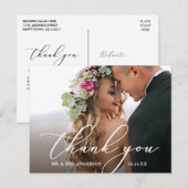 Moderne Elegante Calligrafie Dank U Huwelijk Briefkaart (Voorkant / Achterkant)