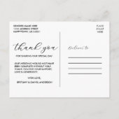 Moderne Elegante Calligrafie Foto Bruiloft Bedankt Briefkaart (Achterkant)