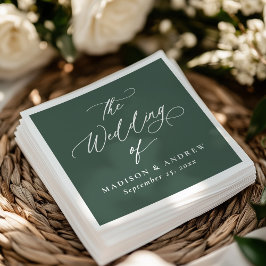 Moderne Elegante Calligrafie Groene Bruiloft Servet