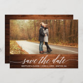 Moderne Elegante Calligrafie Houten Save The Date  Bedankkaart (Voorkant / Achterkant)