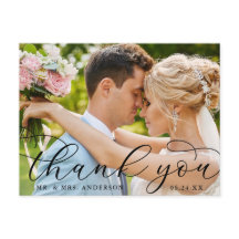 Moderne Elegante Calligrafie Huwelijksfoto Dank Je