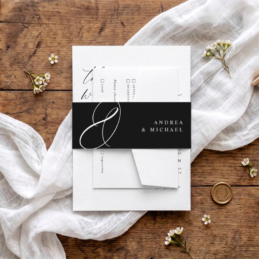 Moderne Elegante Calligrafie Krullen Bruiloft Uitnodigingen Wikkel
