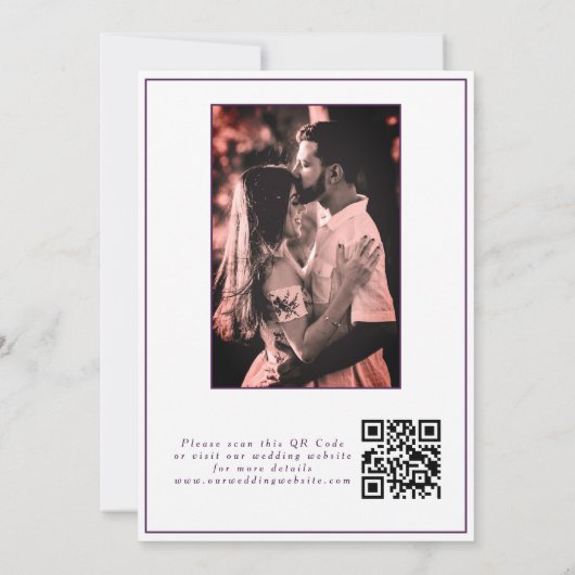 Moderne Elegante Calligraphy Foto QR Code Save The Date (Achterkant)