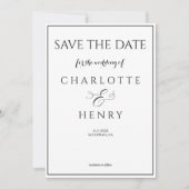 Moderne Elegante Calligraphy Foto QR Code Save The Date (Voorkant)