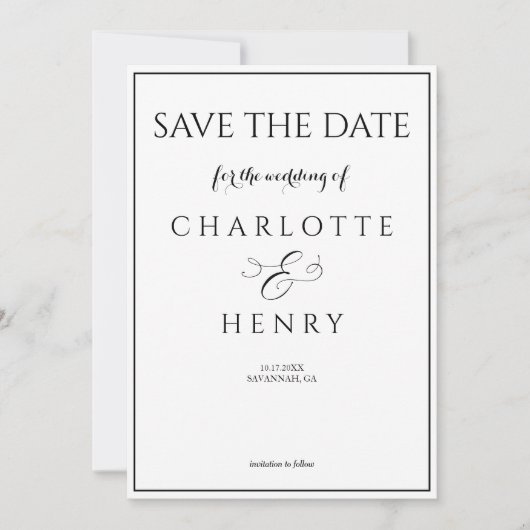 Moderne Elegante Calligraphy Foto QR Code Save The Date (Voorkant)