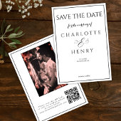 Moderne Elegante Calligraphy Foto QR Code Save The Date