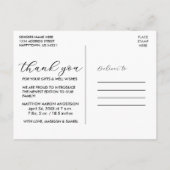 Moderne Elegante Calligraphy Nieuwe Baby Dank Je W Briefkaart (Achterkant)