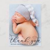 Moderne Elegante Calligraphy Nieuwe Baby Dank Je W Briefkaart (Voorkant)