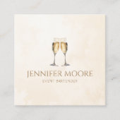 Moderne Elegante Champagne Fluit Bril Custom Vierkante Visitekaartje (Voorkant)