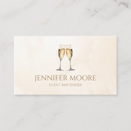 Moderne Elegante Champagne Fluit Bril Custom Visitekaartje (Voorkant)