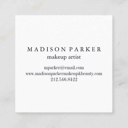 Moderne Elegante Champagne Glitter Beauty Stylist Vierkante Visitekaartje (Achterkant)