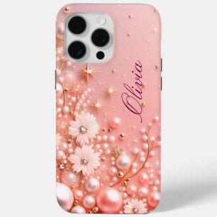 Moderne elegante charmante gouden parels Valentijn iPhone 15 Pro Max Hoesje
