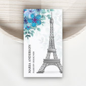 Moderne elegante Chic Blue Floral Paris Eiffeltore Visitekaartje