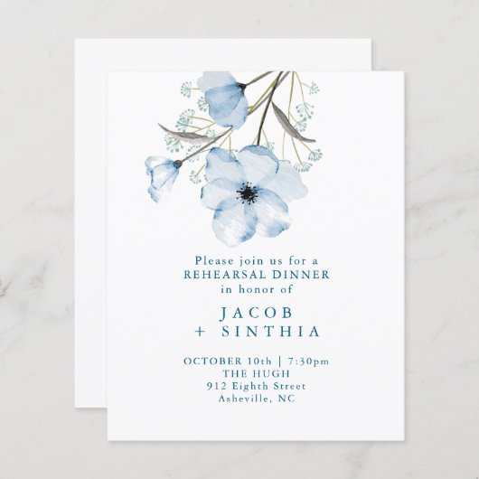 Moderne elegante Chic Dusty Blue Wedding Program (Voorkant / Achterkant)