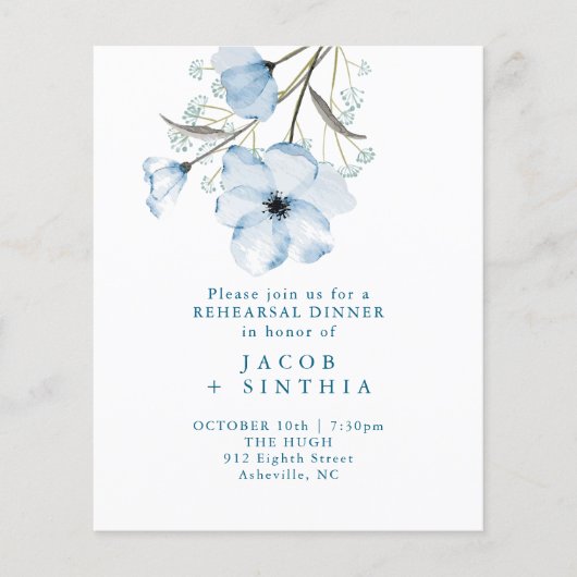 Moderne elegante Chic Dusty Blue Wedding Program (Voorkant)