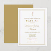 Moderne elegante Chic Gold Border doop uitnodiging (Voorkant / Achterkant)