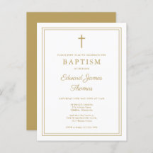 Moderne elegante Chic Gold Border doop uitnodiging