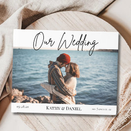 Moderne Elegante Chic Handgeschreven Foto Bruiloft Gastenboek