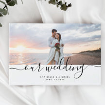 Moderne Elegante Chic Handgeschreven Foto Bruiloft