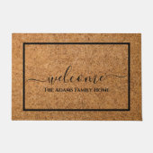 Moderne Elegante Chic Script Familienaam Welkom Deurmat (Voorkant)