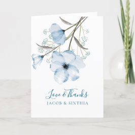 Moderne Elegante Chic Stofblauwe Huwelijk Bedankkaart