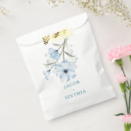 Moderne Elegante Chic Stofblauwe Huwelijk Bedankzakje