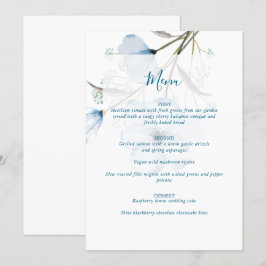 Moderne Elegante Chic Stofblauwe Huwelijk Menu