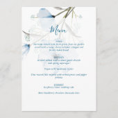 Moderne Elegante Chic Stofblauwe Huwelijk Menu (Voorkant)