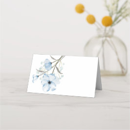 Moderne Elegante Chic Stofblauwe Huwelijk Plaatskaartje