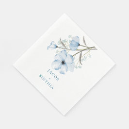 Moderne Elegante Chic Stofblauwe Huwelijk Servet