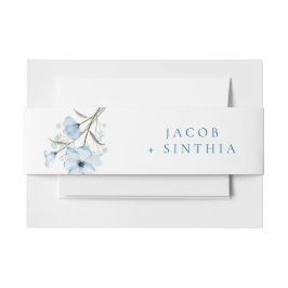 Moderne Elegante Chic Stofblauwe Huwelijk Uitnodigingen Wikkel