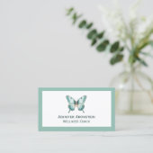 Moderne Elegante Chic Teal Vlinder Visitekaartje (Staand voorkant)