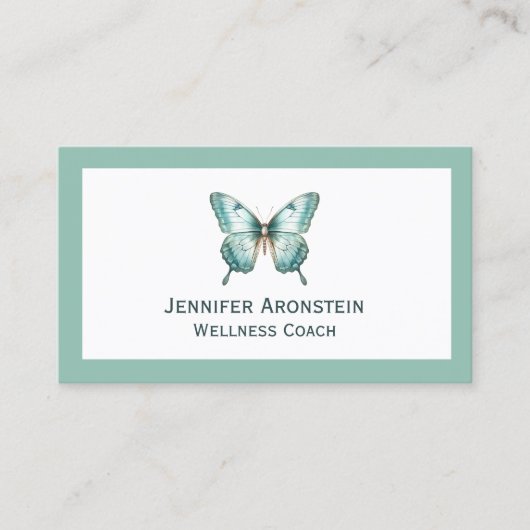 Moderne Elegante Chic Teal Vlinder Visitekaartje (Voorkant)