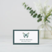 Moderne Elegante Chic Teal Vlinder Visitekaartje (Staand voorkant)